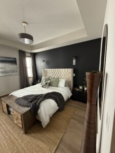 Modern bedroom with black wall | The Paint Masters