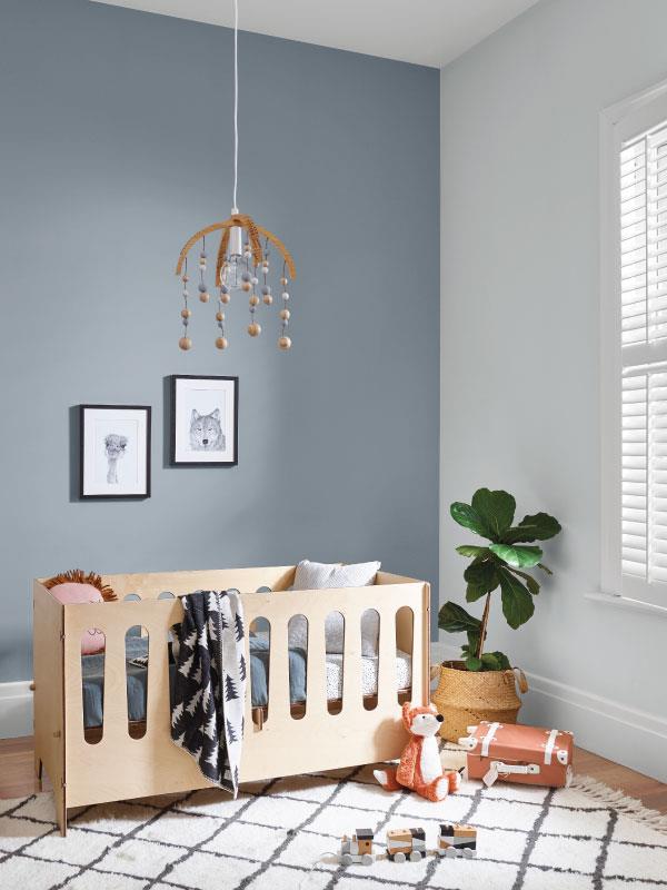 Blue nursery with white décor | The Paint Masters